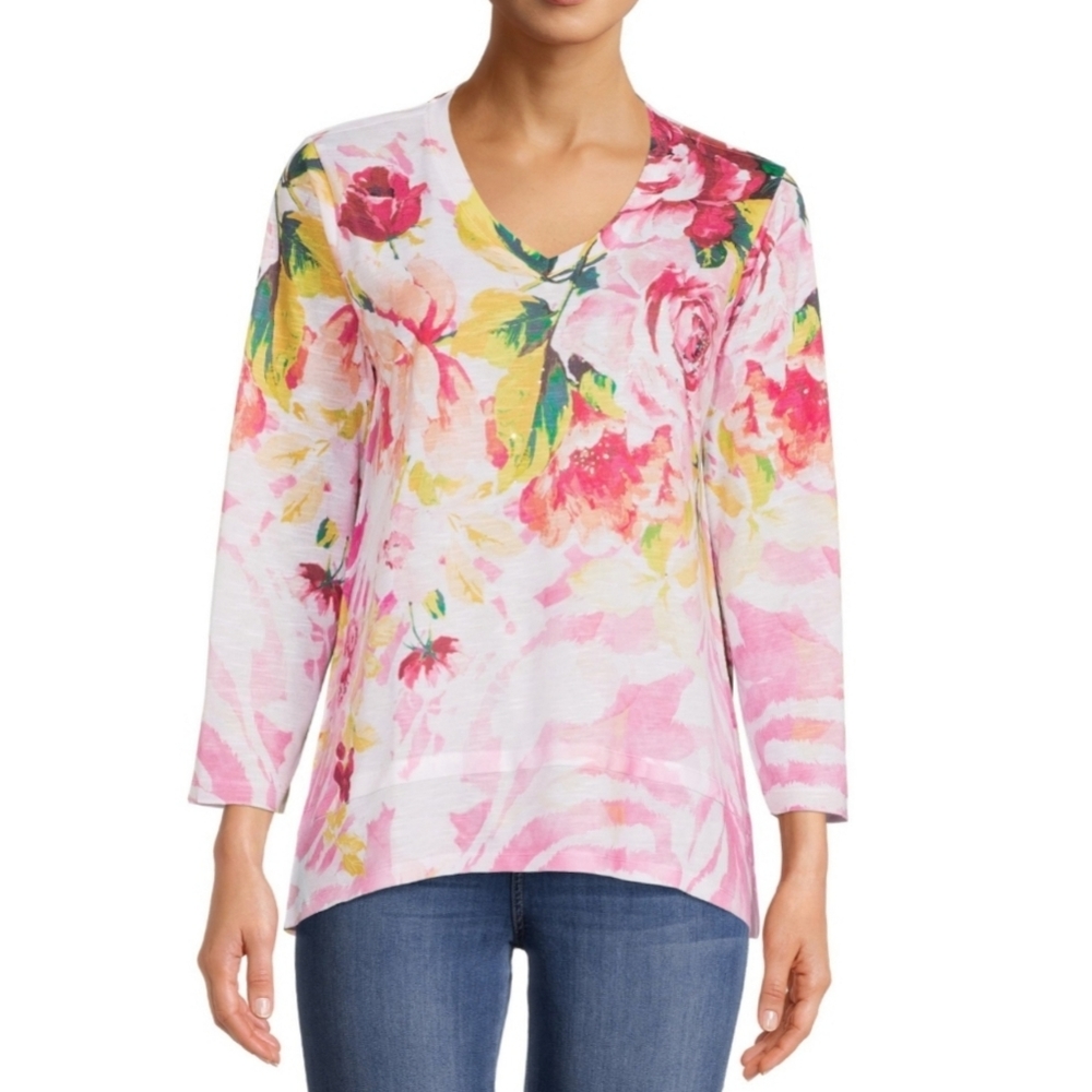 NWT Concepts Women's Sublimation Long Sleeve Floral Relaxed Fit Top